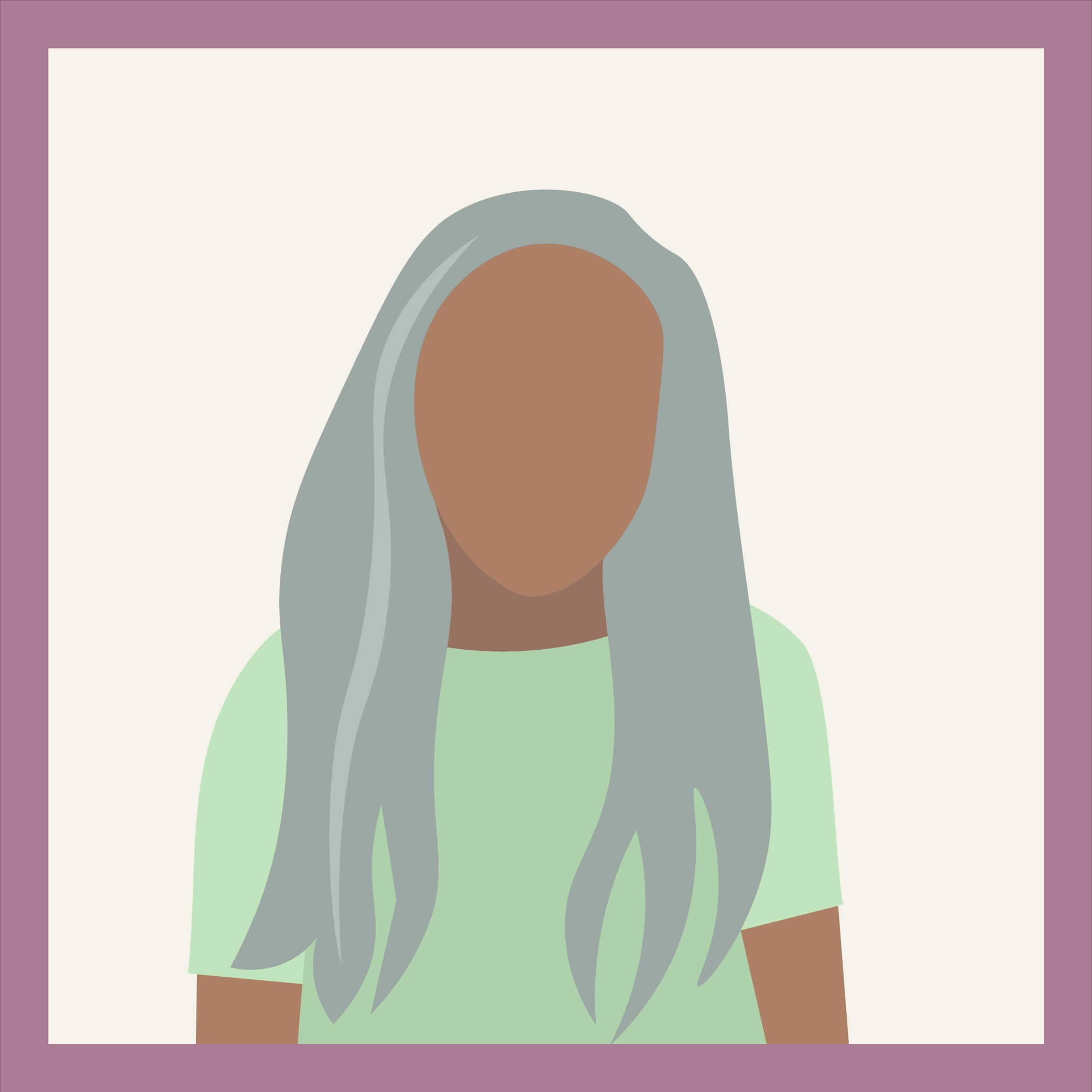 an illustration of a woman with long, completely gray hair